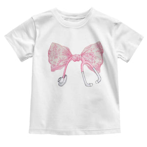 Pink Coquette Nurse Toddler T Shirt Toile de Jouy Stethoscope Bow TS10 White Print Your Wear