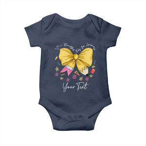 Personalized Teacher Coquette Bow Baby Onesie Custom Name Cute Teacher Appreciation Gift TS10 Navy Print Your Wear