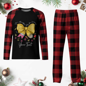 Personalized Teacher Coquette Bow Plaid Pajama Set Custom Name Cute Teacher Appreciation Gift TS10 Buffalo Plaid Print Your Wear