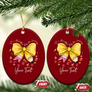 Personalized Teacher Coquette Bow Ceramic Ornament Custom Name Cute Teacher Appreciation Gift TS10 Print Your Wear