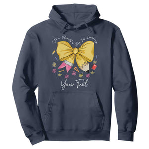 Personalized Teacher Coquette Bow Hoodie Custom Name Cute Teacher Appreciation Gift TS10 Navy Print Your Wear