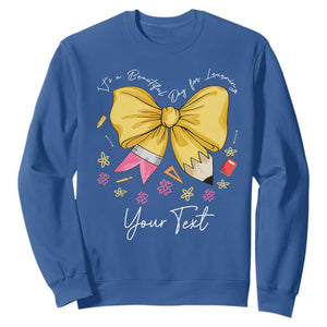 Personalized Teacher Coquette Bow Sweatshirt Custom Name Cute Teacher Appreciation Gift TS10 Royal Blue Print Your Wear
