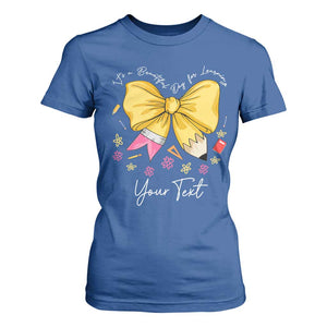 Personalized Teacher Coquette Bow T Shirt For Women Custom Name Cute Teacher Appreciation Gift TS10 Royal Blue Print Your Wear