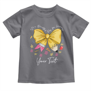 Personalized Teacher Coquette Bow Toddler T Shirt Custom Name Cute Teacher Appreciation Gift TS10 Charcoal Print Your Wear