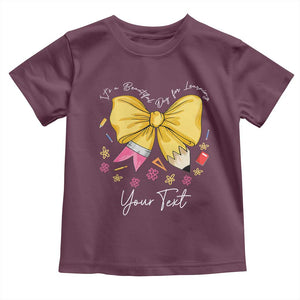 Personalized Teacher Coquette Bow Toddler T Shirt Custom Name Cute Teacher Appreciation Gift TS10 Maroon Print Your Wear