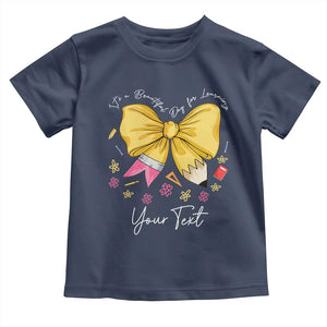 Personalized Teacher Coquette Bow Toddler T Shirt Custom Name Cute Teacher Appreciation Gift TS10 Navy Print Your Wear