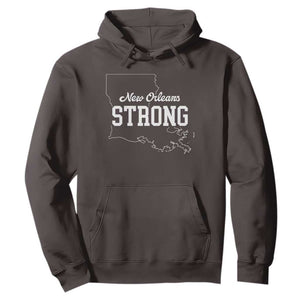 Nola Strong Hoodie Support Louisiana 2025 New Orleans Map TS10 Dark Chocolate Print Your Wear