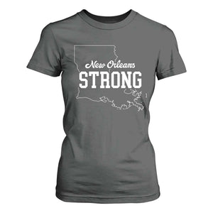 Nola Strong T Shirt For Women Support Louisiana 2025 New Orleans Map TS10 Dark Heather Print Your Wear