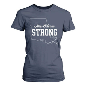 Nola Strong T Shirt For Women Support Louisiana 2025 New Orleans Map TS10 Navy Print Your Wear