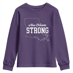 Nola Strong Youth Sweatshirt Support Louisiana 2025 New Orleans Map TS10 Purple Print Your Wear