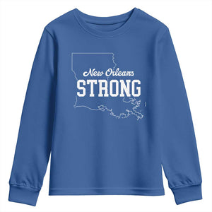 Nola Strong Youth Sweatshirt Support Louisiana 2025 New Orleans Map TS10 Royal Blue Print Your Wear
