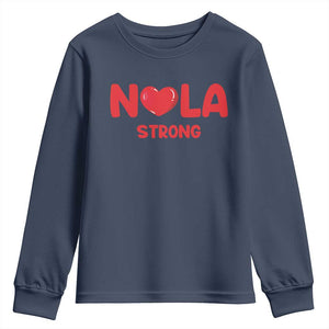 Nola Strong New Orleans Support Youth Sweatshirt TS10 Navy Print Your Wear