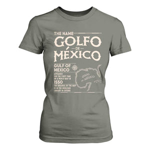 Gulf Of Mexico T Shirt For Women 1672 Historic Map Coast Mexico Lover TS10 Military Green Print Your Wear