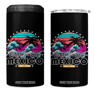 Gulf Of Mexico 4 in 1 Can Cooler Tumbler Est. 1550 Retro Summer Vibes TS10 One Size: 16 oz Black Print Your Wear