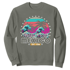 Gulf Of Mexico Sweatshirt Est. 1550 Retro Summer Vibes TS10 Military Green Print Your Wear