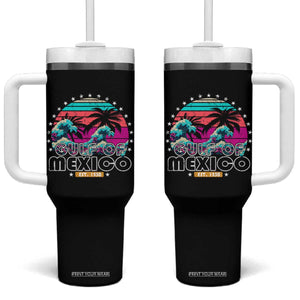 Gulf Of Mexico Tumbler With Handle Est. 1550 Retro Summer Vibes TS10 One Size: 40 oz Black Print Your Wear