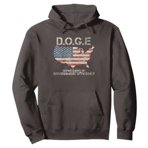 D.O.G.E. DOGE Department of Government Efficiency Hoodie American Flag US Map TS10 Dark Chocolate Print Your Wear