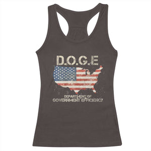 D.O.G.E. DOGE Department of Government Efficiency Racerback Tank Top American Flag US Map TS10 Dark Chocolate Print Your Wear
