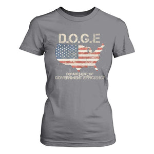 D.O.G.E. DOGE Department of Government Efficiency T Shirt For Women American Flag US Map TS10 Charcoal Print Your Wear