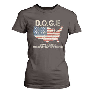 D.O.G.E. DOGE Department of Government Efficiency T Shirt For Women American Flag US Map TS10 Dark Chocolate Print Your Wear
