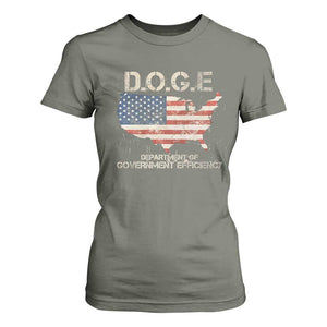 D.O.G.E. DOGE Department of Government Efficiency T Shirt For Women American Flag US Map TS10 Military Green Print Your Wear