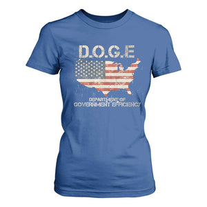 D.O.G.E. DOGE Department of Government Efficiency T Shirt For Women American Flag US Map TS10 Royal Blue Print Your Wear
