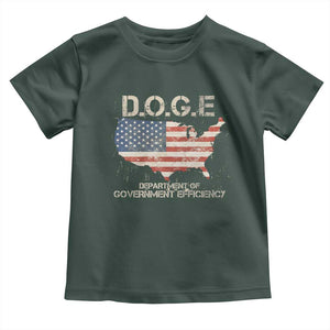 D.O.G.E. DOGE Department of Government Efficiency Toddler T Shirt American Flag US Map TS10 Dark Forest Green Print Your Wear