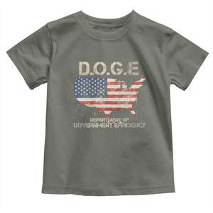 D.O.G.E. DOGE Department of Government Efficiency Toddler T Shirt American Flag US Map TS10 Military Green Print Your Wear