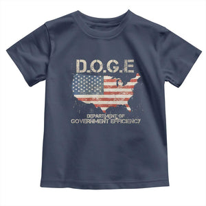 D.O.G.E. DOGE Department of Government Efficiency Toddler T Shirt American Flag US Map TS10 Navy Print Your Wear