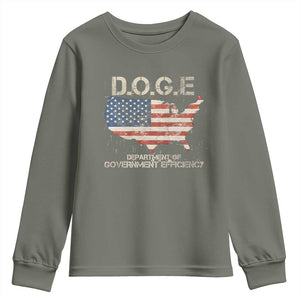 D.O.G.E. DOGE Department of Government Efficiency Youth Sweatshirt American Flag US Map TS10 Military Green Print Your Wear