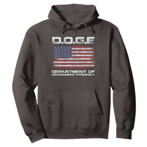 DOGE Department of Government Efficiency US Flag Hoodie TS10 Dark Chocolate Print Your Wear