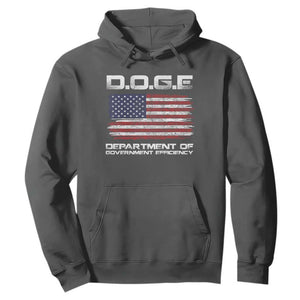 DOGE Department of Government Efficiency US Flag Hoodie TS10 Dark Heather Print Your Wear