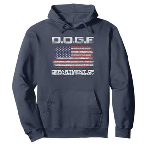 DOGE Department of Government Efficiency US Flag Hoodie TS10 Navy Print Your Wear