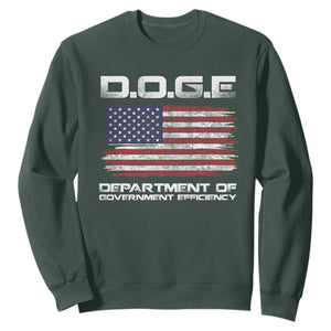 DOGE Department of Government Efficiency US Flag Sweatshirt TS10 Dark Forest Green Print Your Wear