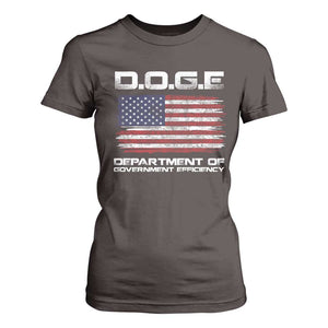 DOGE Department of Government Efficiency US Flag T Shirt For Women TS10 Dark Chocolate Print Your Wear