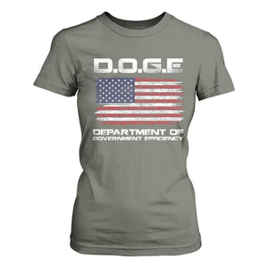 DOGE Department of Government Efficiency US Flag T Shirt For Women TS10 Military Green Print Your Wear