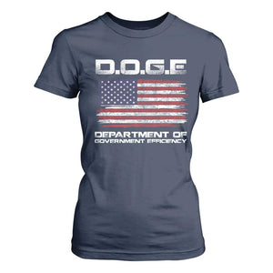 DOGE Department of Government Efficiency US Flag T Shirt For Women TS10 Navy Print Your Wear