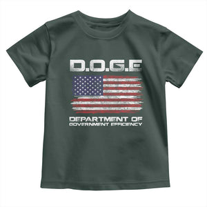 DOGE Department of Government Efficiency US Flag Toddler T Shirt TS10 Dark Forest Green Print Your Wear