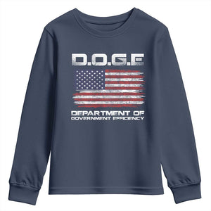 DOGE Department of Government Efficiency US Flag Youth Sweatshirt TS10 Navy Print Your Wear