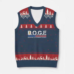 DOGE Department of Government Efficiency V-Neck Knit Sweater Vest TS10 Navy Red Print Your Wear