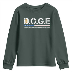 DOGE Department of Government Efficiency Youth Sweatshirt TS10 Dark Forest Green Print Your Wear