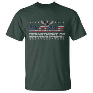 D.O.G.E. DOGE Department of Government Efficiency T Shirt American Flag Eagle TS10 Dark Forest Green Print Your Wear