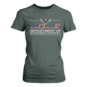 D.O.G.E. DOGE Department of Government Efficiency T Shirt For Women American Flag Eagle TS10 Dark Forest Green Print Your Wear