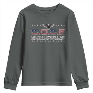 D.O.G.E. DOGE Department of Government Efficiency Youth Sweatshirt American Flag Eagle TS10 Dark Heather Print Your Wear