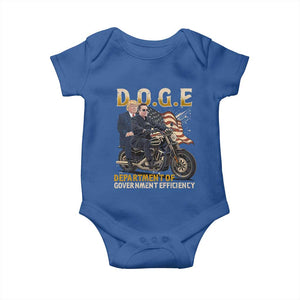 DOGE Department of Government Efficiency Baby Onesie Funny Trump Musk Cool Motorbike TS10 Royal Blue Print Your Wear