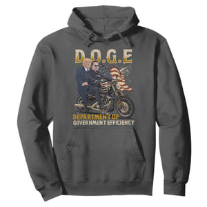 DOGE Department of Government Efficiency Hoodie Funny Trump Musk Cool Motorbike TS10 Dark Heather Print Your Wear