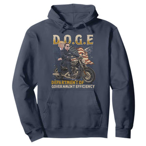 DOGE Department of Government Efficiency Hoodie Funny Trump Musk Cool Motorbike TS10 Navy Print Your Wear