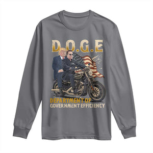DOGE Department of Government Efficiency Long Sleeve Shirt Funny Trump Musk Cool Motorbike TS10 Charcoal Print Your Wear