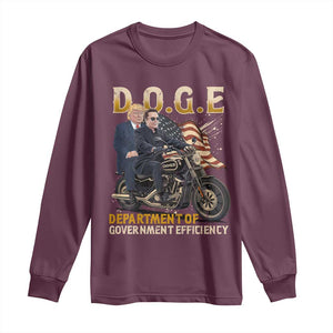 DOGE Department of Government Efficiency Long Sleeve Shirt Funny Trump Musk Cool Motorbike TS10 Maroon Print Your Wear
