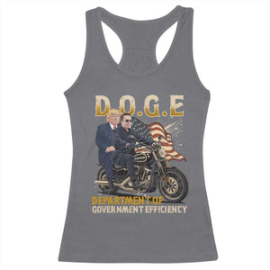 DOGE Department of Government Efficiency Racerback Tank Top Funny Trump Musk Cool Motorbike TS10 Charcoal Print Your Wear